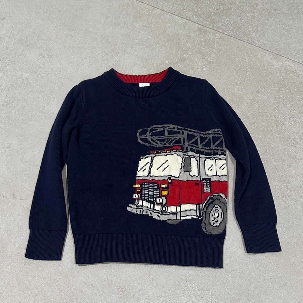 GAP Kids Navy Sweater with Fire Truck Design